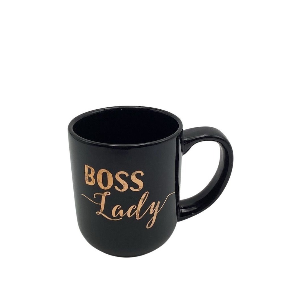 Boss Lady Black Coffee Mug with Gold Lettering 11 oz Gift Idea
